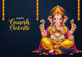 illustration of Lord Ganpati background for Ganesh Chaturthi festival poster design