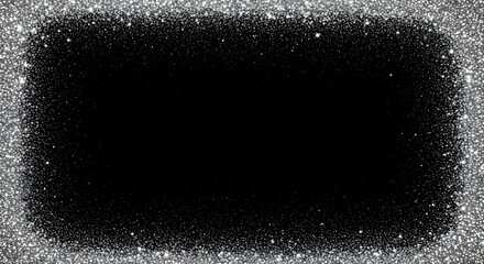 Fototapeta premium black background with silver glitter around the edges, perfect for luxury and festive designs.