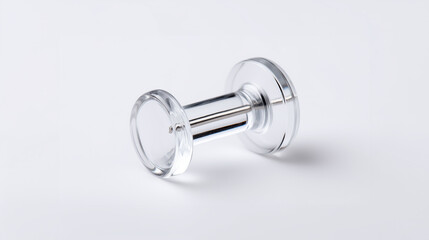 A modern architectural element, a clear drawer knob for minimalist interior design
