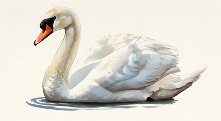 Watercolor Painting of a Graceful Swan on Water