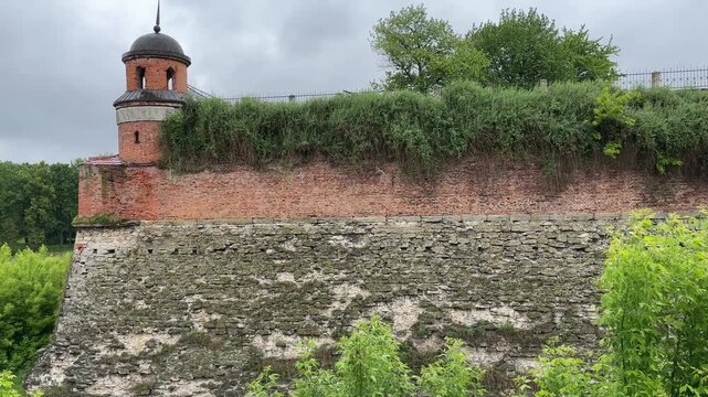 Bastion wall and moat of medieval Dubno Castle, Ukraine