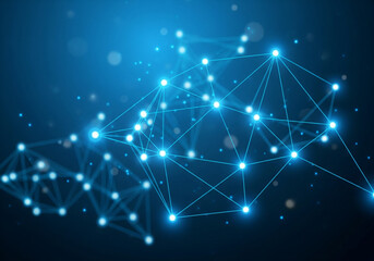 abstract blue background with technology dotted glowing particle. 