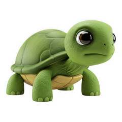 Fototapeta premium Animated Green Turtle: Captivating digital illustration of a charming cartoon turtle, showcasing its gentle nature. Featuring a vivid green shell and innocent eyes.