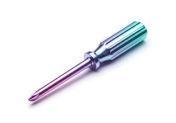 A detailed close-up of a Phillips head screwdriver, isolated on a white backdrop, symbolizing precision and utility in various construction and DIY projects.