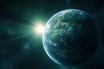 Obraz premium 3D rendering of the Earth with its two continents, in a cartoon style