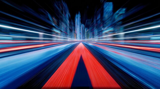 Glowing arrows moving at high speed on digital abstract background, symbolizing fast data transfer, modern technology, innovation, dynamic motion, and futuristic concept - Powered by Adobe