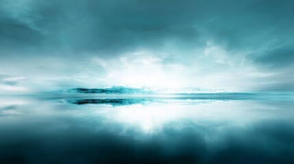 Abstract modern technology background with glowing white fractal horizon lines and futuristic light grid structure, representing innovation, digital space, science concept in minimal geometric design