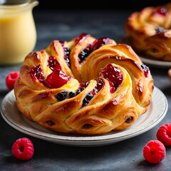 Fruit-Filled Danish Pastry with Glaze 02