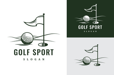Golf Flag and Ball Logo Minimalist Golf Sport Emblem Design