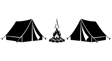 Vector art of two tents and a campfire isolated on transparent background