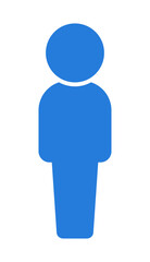 立っている1人の人の青いアイコン･ピクトグラム - 男女や大人･子どもの区別なく使えるデフォルメ体型