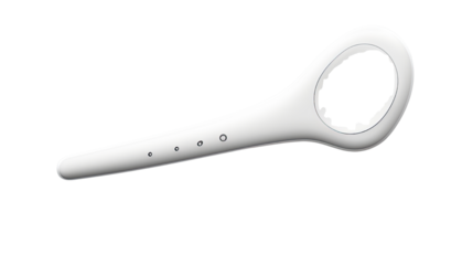 A simple white telephone handset icon presented as minimal communication symbol isolated on white background