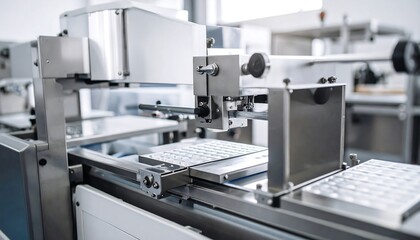 Industrial packaging machinery close-up