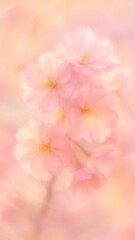 Delicate pink cherry blossoms bloom.
