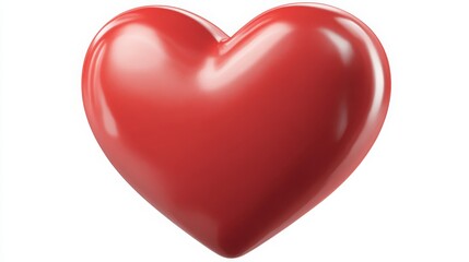 3D Render of a Glossy Red Heart Shape Isolated on White Background