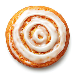 Fototapeta premium A freshly baked cinnamon roll topped with a generous swirl of white icing.