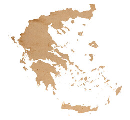 map of Greece on old brown grunge paper