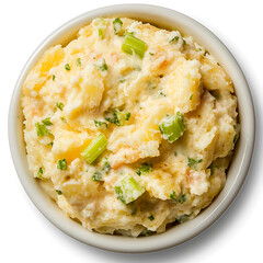 Creamy Mashed Potatoes with Chives and Cheese in a Bowl