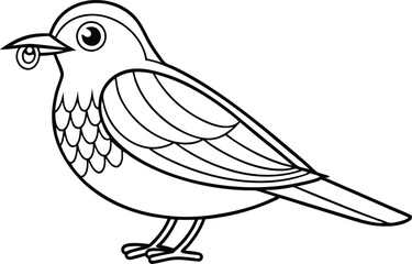 Simple Illustration of a Bird with an Object in Beak Outline vector illustration