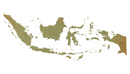 map of Indonesia on old green grunge paper