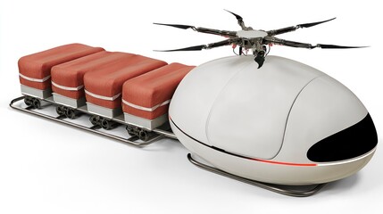 Hydrogen-powered cargo drone with smart sensors revolutionizing freight transport urban settings technology showcase aerial perspective