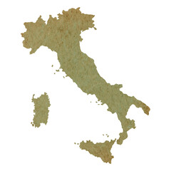 map of Italy on old green grunge paper