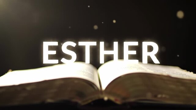 Open book with the word Esther highlighted