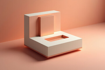 Abstract geometric minimalist design with pastel peach and white blocks, modern concept for product display
