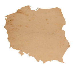 map of Poland on old brown grunge paper