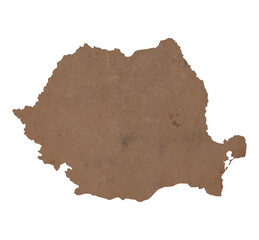 map of Romania on old brown grunge paper