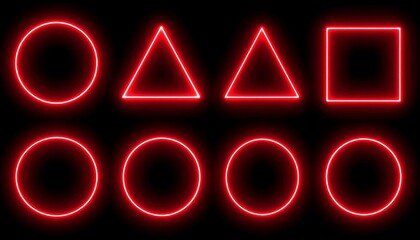 Neon geometric shapes on black background