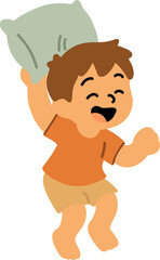 Obraz premium Child Jumping with Pillow