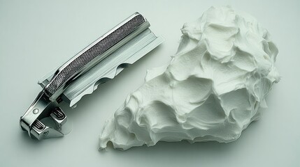 Precision shaving essentials home bathroom product composition minimalist environment close-up view grooming concept