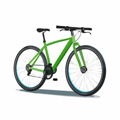 Obraz premium A vibrant green bicycle illustration with clean lines and a white background showcasing its essential components like wheels, frame, handlebars, and pedals.