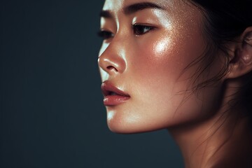 Fototapeta premium Glowing Skin Portrait of Asian Woman