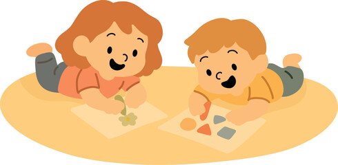 Children Drawing Together