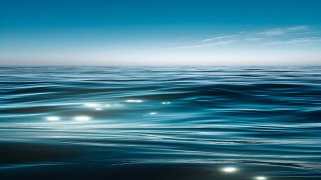 Serene blue ocean waves gently rolling under a clear sky, ideal for relaxation and meditation | Seamless Minimalist Nature Loop Background