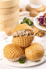 Delicious handmade brown sugar walnut buns with a soft, runny filling from Canton style cuisine