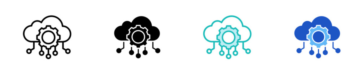 Cloud Computing  Icon Set Multiple Style Collection
