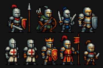Pixel Art Knights Collection for Video Game Design and Inspiration