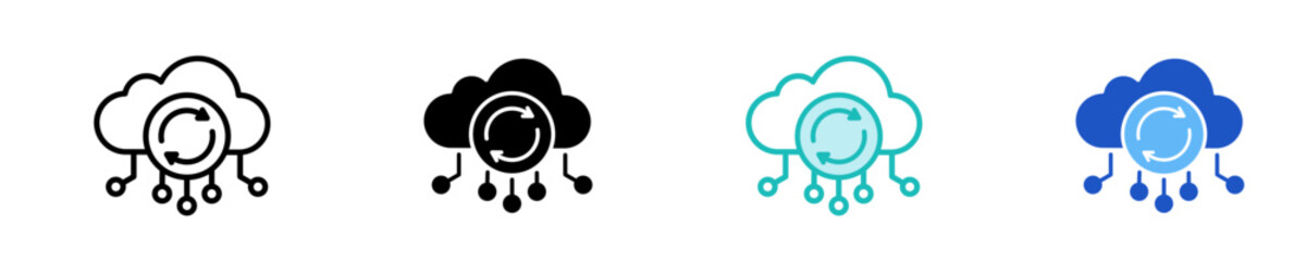 Cloud Sync  Icon Set Multiple Style Collection
