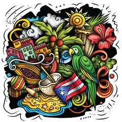 Fototapeta premium Puerto Rico cartoon vector doodle illustration
