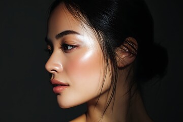 Obraz premium Beautiful Woman Profile with Glowing Skin