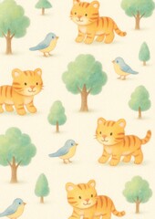 Obraz premium Cute playful animals pattern