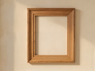 Wooden Frame on a Rough Plaster Wall