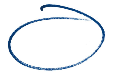 Blue pencil highlight circle mark isolated on transparent background
