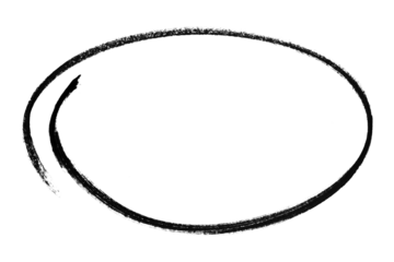 Black pencil highlight circle mark isolated on transparent background