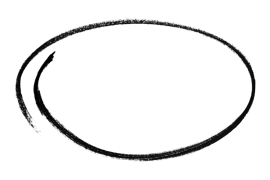 Black pencil highlight circle mark isolated on transparent background