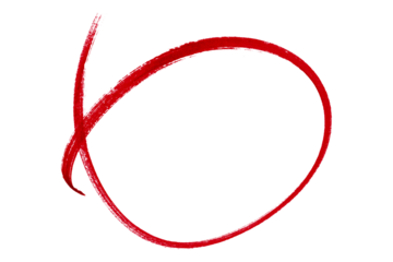 Red pencil highlight circle mark isolated on transparent background
