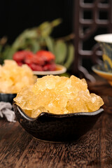 Unique handmade yellow rock candy from ancient Yunnan featuring large grains and vibrant color